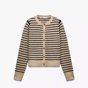 Zara Black and Gray Striped Cardigan